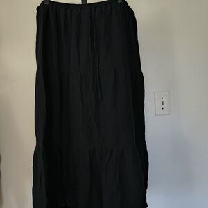 Klassy Network KN Tiered Cotton Maxi Skirt Black 3X Closet Staple Minimalist